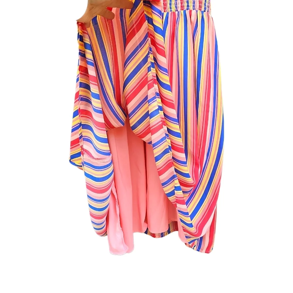 Modcloth Savor The Occasion Multicolor Striped Middi Dress Size L - Picture 5 of 11